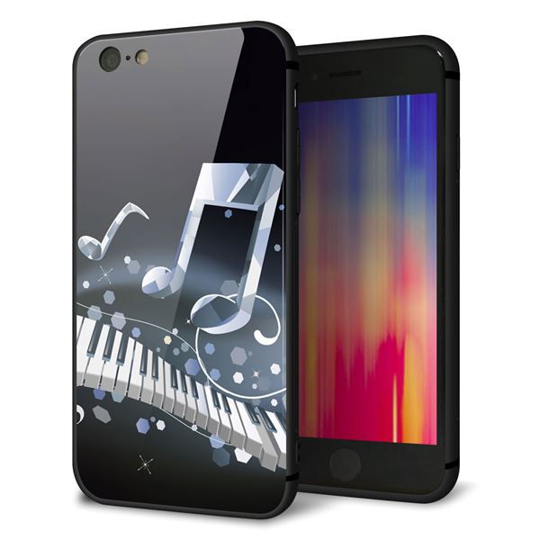 iPhone6 強化ガラス&TPUスマホケース ガラプリ【575 鍵盤に踊る音】