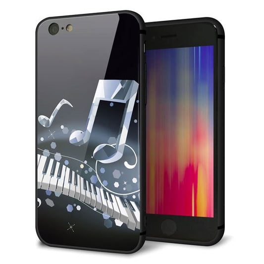 iPhone6 強化ガラス&TPUスマホケース ガラプリ【575 鍵盤に踊る音】