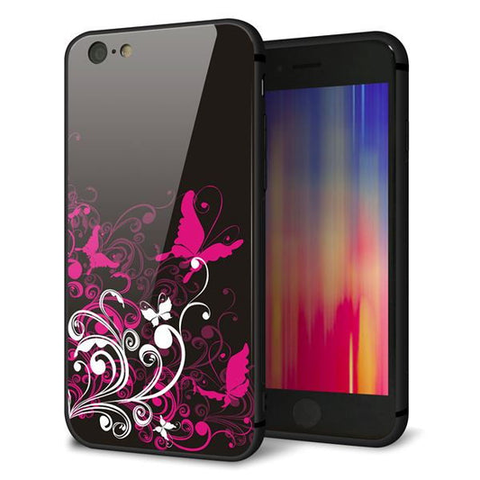 iPhone6 強化ガラス&TPUスマホケース ガラプリ【585 闇に舞う蝶】