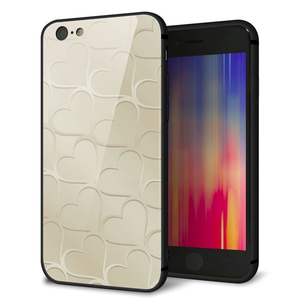 iPhone6 強化ガラス&TPUスマホケース ガラプリ【630 かくれハート】