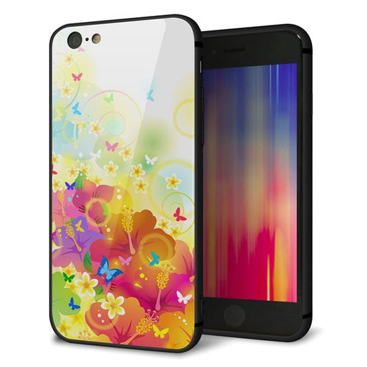 iPhone6 強化ガラス&TPUスマホケース ガラプリ【647 ハイビスカスと蝶】