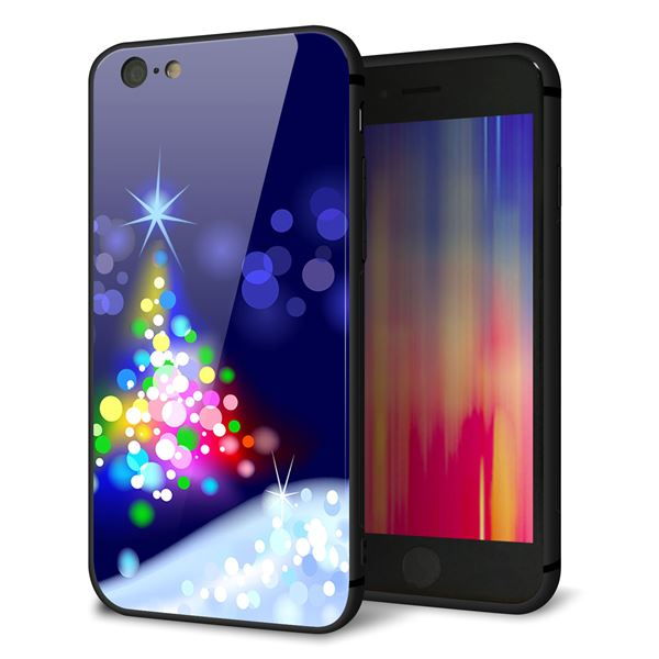 iPhone6 強化ガラス&TPUスマホケース ガラプリ【720 白銀のクリスマスツリー】