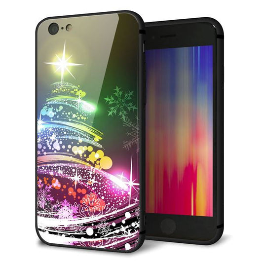 iPhone6 強化ガラス&TPUスマホケース ガラプリ【722 レインボークリスマス】