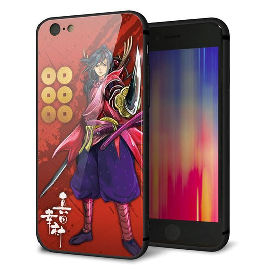 iPhone6 強化ガラス&TPUスマホケース ガラプリ【AB807 真田幸村 イラストと家紋】