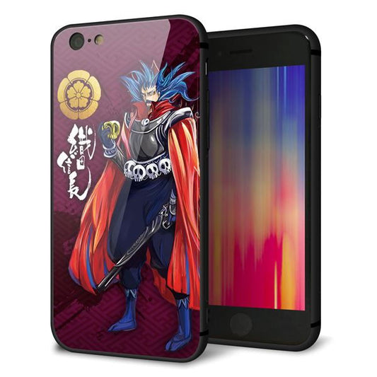 iPhone6 強化ガラス&TPUスマホケース ガラプリ【AB808 織田信長 イラストと家紋】