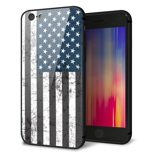 iPhone6 強化ガラス&TPUスマホケース ガラプリ【EK864 アメリカンフラッグビンテージ】