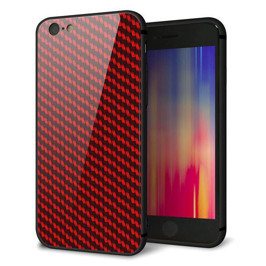 iPhone6 強化ガラス&TPUスマホケース ガラプリ【EK906 レッドカーボン】