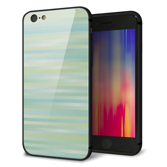 iPhone6 強化ガラス&TPUスマホケース ガラプリ【IB908 グラデーションボーダー_グリーン】