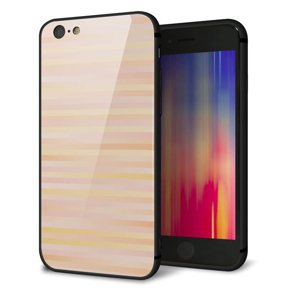 iPhone6 強化ガラス&TPUスマホケース ガラプリ【IB909 グラデーションボーダー_オレンジ】