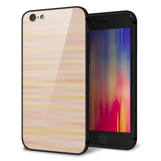 iPhone6 強化ガラス&TPUスマホケース ガラプリ【IB909 グラデーションボーダー_オレンジ】