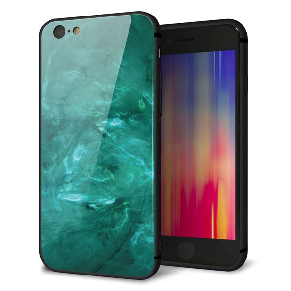 iPhone6 強化ガラス&TPUスマホケース ガラプリ【KM869 大理石GR】