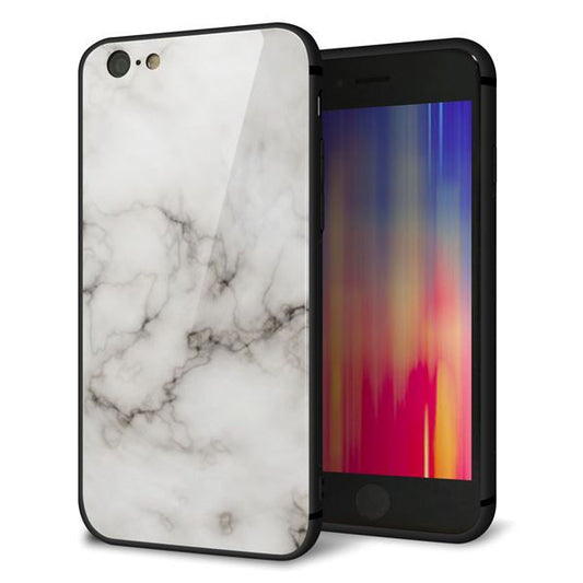 iPhone6 強化ガラス&TPUスマホケース ガラプリ【KM871 大理石WH】