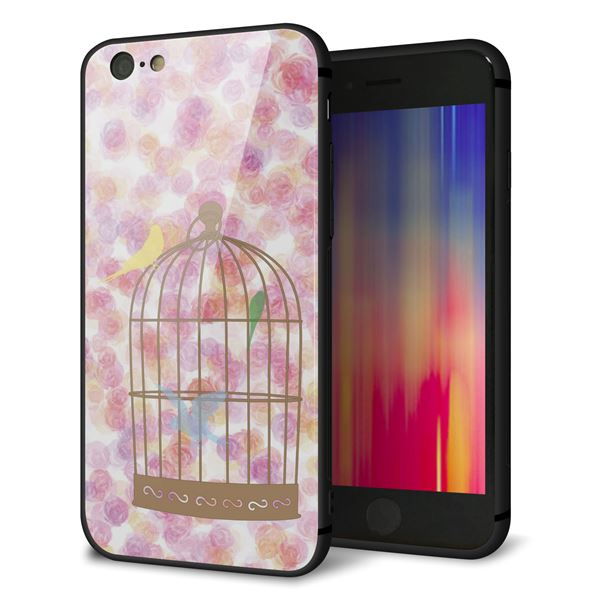 iPhone6 強化ガラス&TPUスマホケース ガラプリ【KM882 鳥かご】