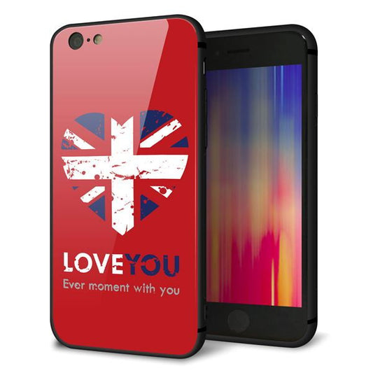iPhone6 強化ガラス&TPUスマホケース ガラプリ【SC804 ユニオンジャック ハートビンテージレッド】