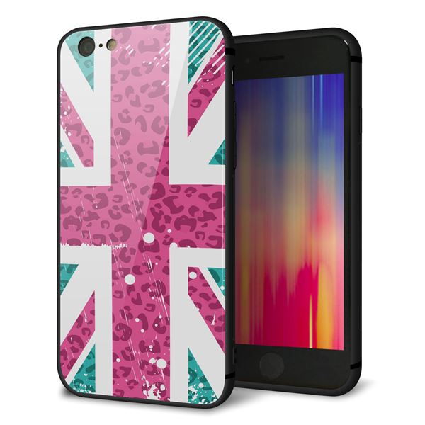 iPhone6 強化ガラス&TPUスマホケース ガラプリ【SC807 ユニオンジャック ピンクヒョウ柄】