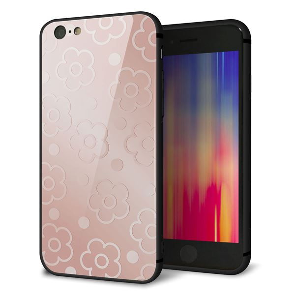 iPhone6 強化ガラス&TPUスマホケース ガラプリ【SC843 エンボス風デイジーシンプル(ローズピンク)】