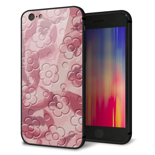iPhone6 強化ガラス&TPUスマホケース ガラプリ【SC846 フラワーヴェルニ花ピンク(ローズヴェルール)】