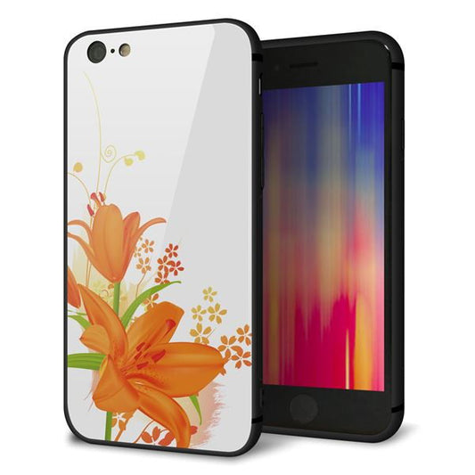 iPhone6 強化ガラス&TPUスマホケース ガラプリ【SC848 ユリ(オレンジ)】