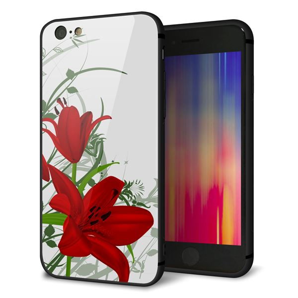 iPhone6 強化ガラス&TPUスマホケース ガラプリ【SC850 ユリ(レッド)】