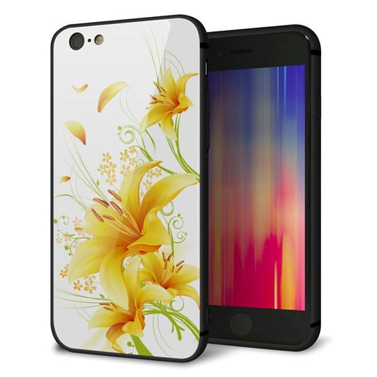 iPhone6 強化ガラス&TPUスマホケース ガラプリ【SC852 ユリ(イエロー)】