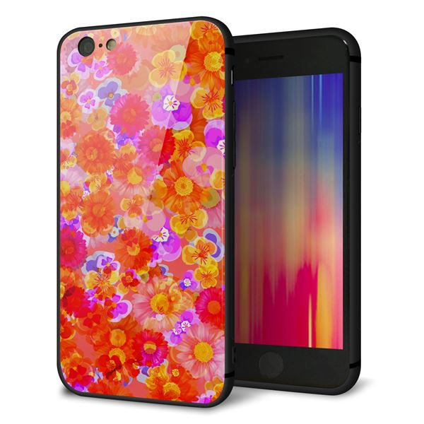 iPhone6 強化ガラス&TPUスマホケース ガラプリ【SC871 リバティプリント フルールドパルファン(レッド)】