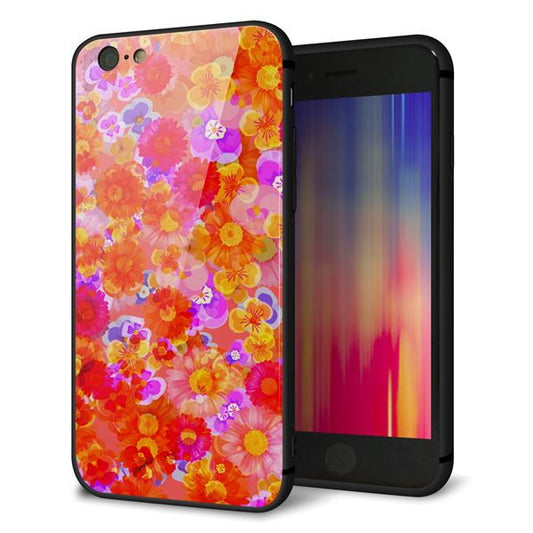 iPhone6 強化ガラス&TPUスマホケース ガラプリ【SC871 リバティプリント フルールドパルファン(レッド)】