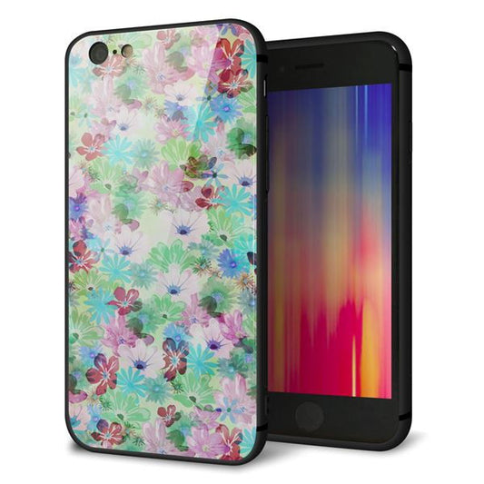 iPhone6 強化ガラス&TPUスマホケース ガラプリ【SC872 リバティプリント プレスドフラワー(グリーン)】