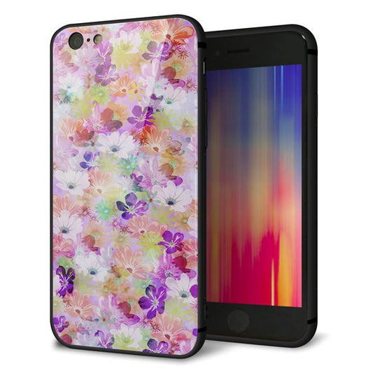 iPhone6 強化ガラス&TPUスマホケース ガラプリ【SC873 リバティプリント プレスドフラワー(パープル)】