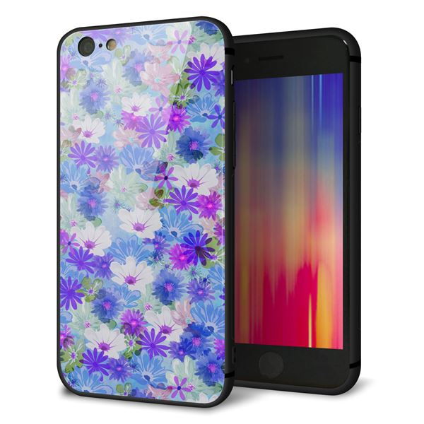 iPhone6 強化ガラス&TPUスマホケース ガラプリ【SC875 リバティプリント プレスドフラワー(ブルー)】