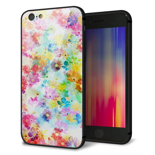 iPhone6 強化ガラス&TPUスマホケース ガラプリ【SC876 リバティプリント プレスドフラワー(ホワイト)】
