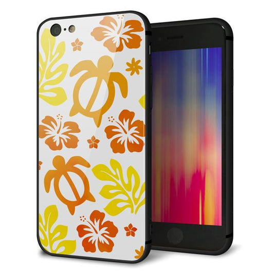 iPhone6 強化ガラス&TPUスマホケース ガラプリ【SC877 ハワイアンアロハホヌ(イエロー)】