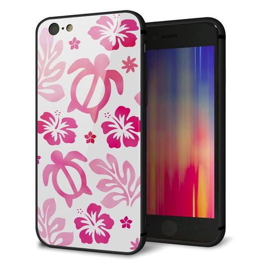 iPhone6 強化ガラス&TPUスマホケース ガラプリ【SC879 ハワイアンアロハホヌ(ピンク)】