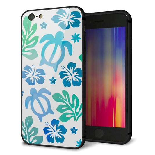 iPhone6 強化ガラス&TPUスマホケース ガラプリ【SC880 ハワイアンアロハホヌ(ブルー)】