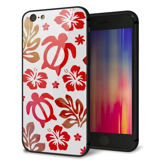 iPhone6 強化ガラス&TPUスマホケース ガラプリ【SC881 ハワイアンアロハホヌ(レッド)】