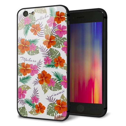 iPhone6 強化ガラス&TPUスマホケース ガラプリ【SC884 ハワイアンアロハレトロ(ホワイト)】
