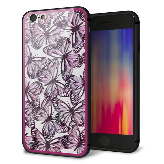iPhone6 強化ガラス&TPUスマホケース ガラプリ【SC904 ガーデンバタフライ ピンク】