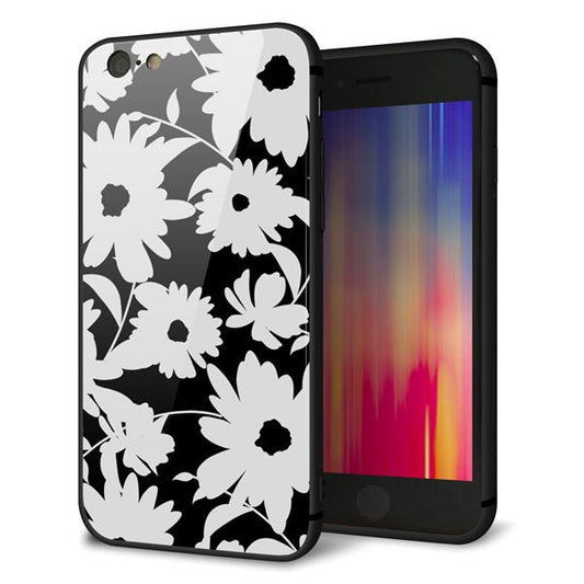 iPhone6 強化ガラス&TPUスマホケース ガラプリ【SC915 花柄モノトーン 04】