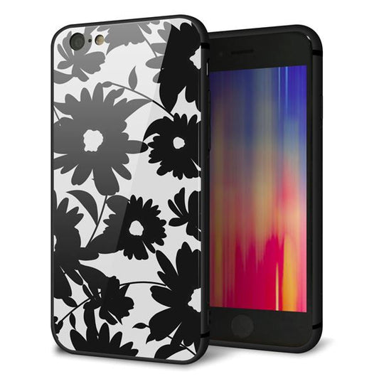 iPhone6 強化ガラス&TPUスマホケース ガラプリ【SC916 花柄モノトーン 05】