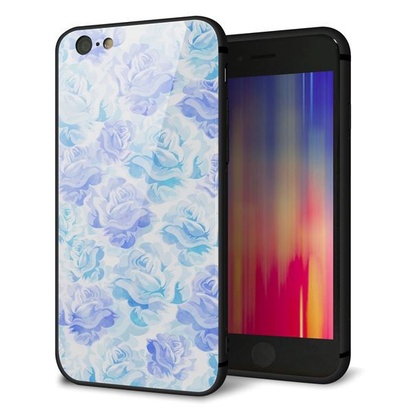 iPhone6 強化ガラス&TPUスマホケース ガラプリ【SC927 ローズ ブルー】