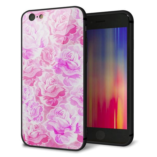 iPhone6 強化ガラス&TPUスマホケース ガラプリ【SC928 ローズ ピンク】
