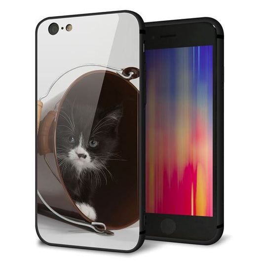 iPhone6 強化ガラス&TPUスマホケース ガラプリ【VA800 ネコとバケツ】