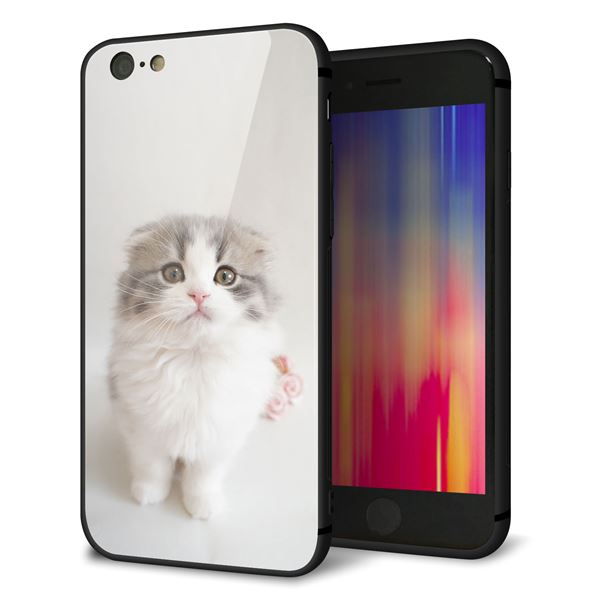 iPhone6 強化ガラス&TPUスマホケース ガラプリ【VA803 まっていますネコ】