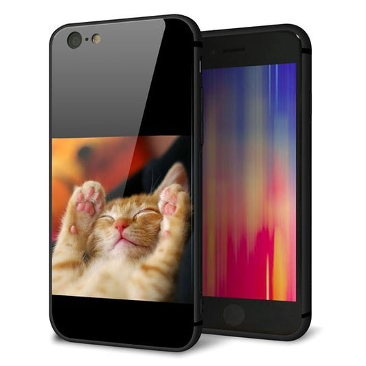 iPhone6 強化ガラス&TPUスマホケース ガラプリ【VA804 爆睡するネコ】