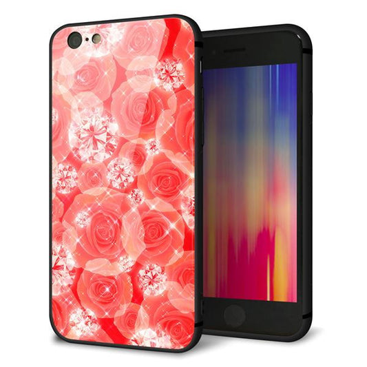 iPhone6 強化ガラス&TPUスマホケース ガラプリ【VA816 ダイヤモンドとバラ】