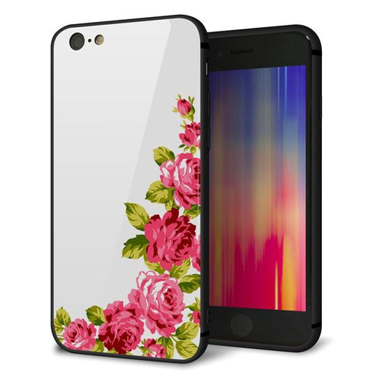 iPhone6 強化ガラス&TPUスマホケース ガラプリ【VA825 バラのフレーム(白)】