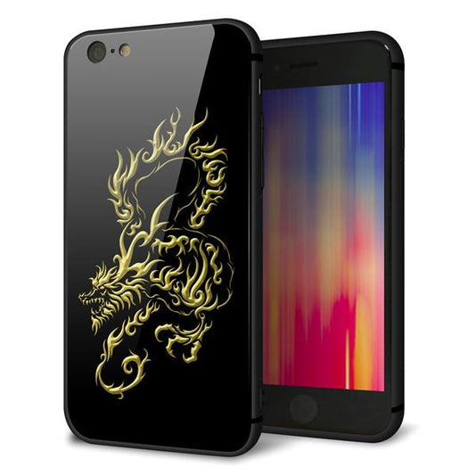 iPhone6 強化ガラス&TPUスマホケース ガラプリ【VA831 闇と龍】