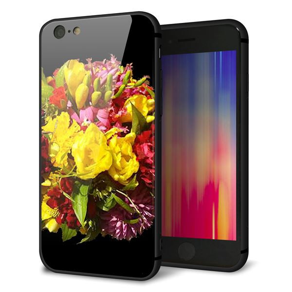 iPhone6 強化ガラス&TPUスマホケース ガラプリ【YI883 フラワー4】