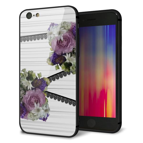 iPhone6 強化ガラス&TPUスマホケース ガラプリ【YI888 フラワー9】