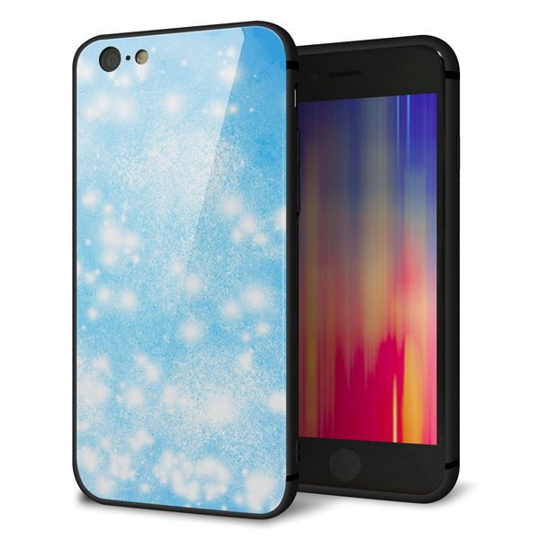 iPhone6 強化ガラス&TPUスマホケース ガラプリ【YJ289 デザインブルー】