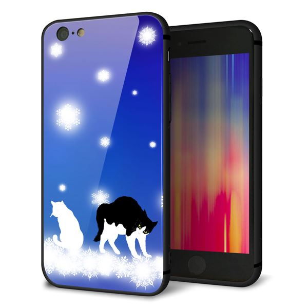iPhone6 強化ガラス&TPUスマホケース ガラプリ【YJ335 雪の結晶 はちわれ】